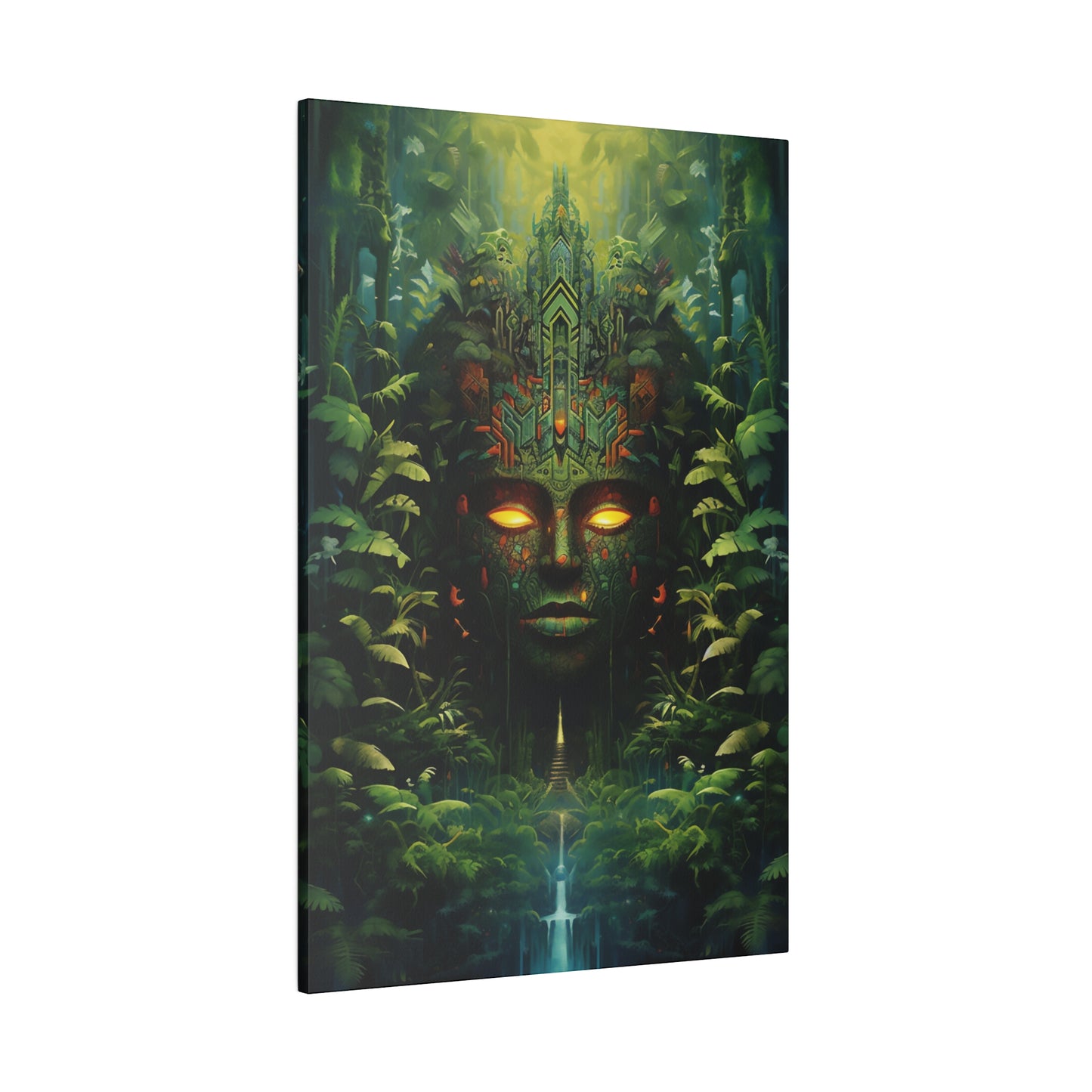 Psychedelic Art Nature Amazon Jungle Goddess Portrait | Stretched Canvas Print