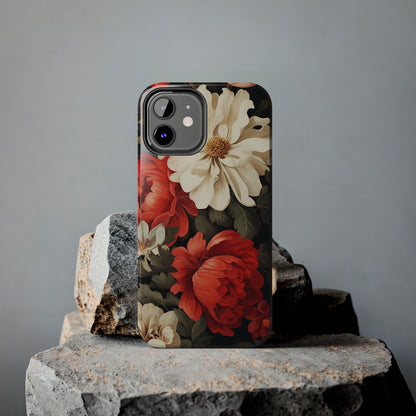 Vintage Floral Aesthetic Phone Tough Case | Antique Elegance for iPhone