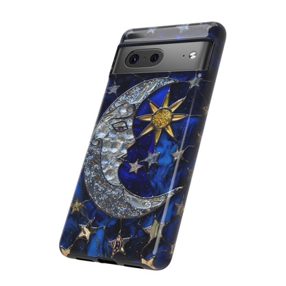 Cosmic Moon & Stars Stained Glass Starry Night Phone Case