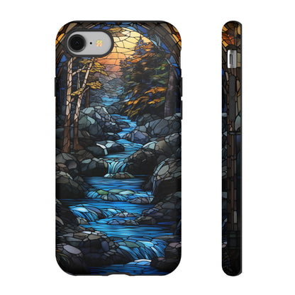 Stained Glass Stone Bridge and River Art Phone Case