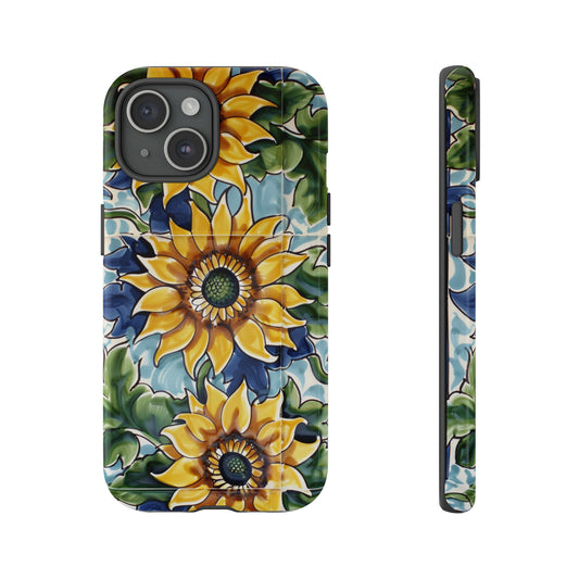 Azzuro Tile Sunflowers Phone Case for iPhone 15