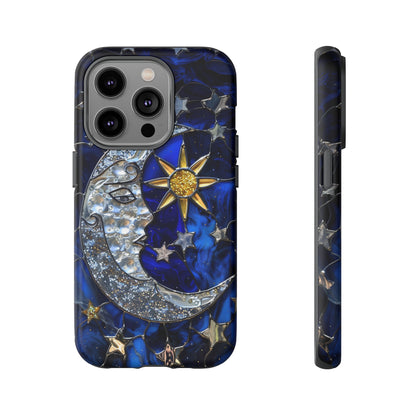 Cosmic Moon & Stars Stained Glass Starry Night Phone Case