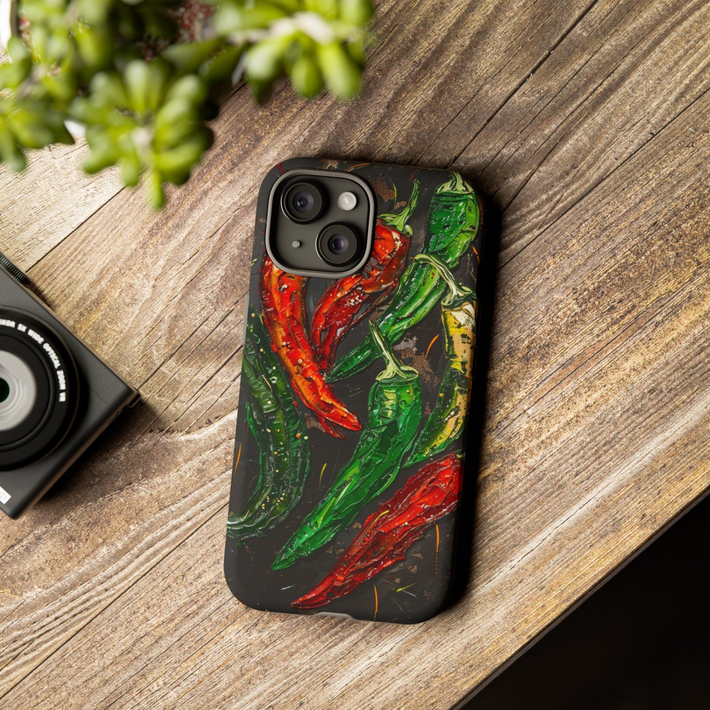 Green and Red Chili Peppers Phone Case