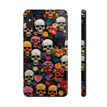 Embroidery Style Skulls Goth Dark Academia Tough Case iPhone Case