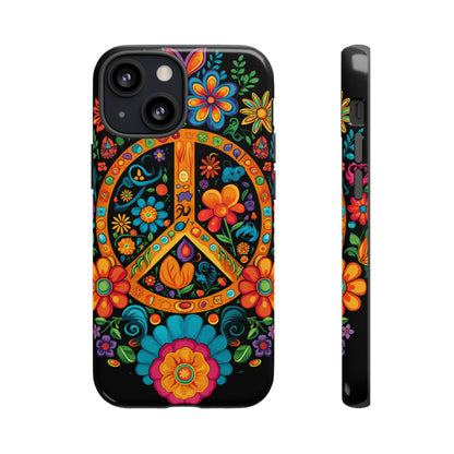 Peace Sign Embroidery Floral Hippie Style Phone Case