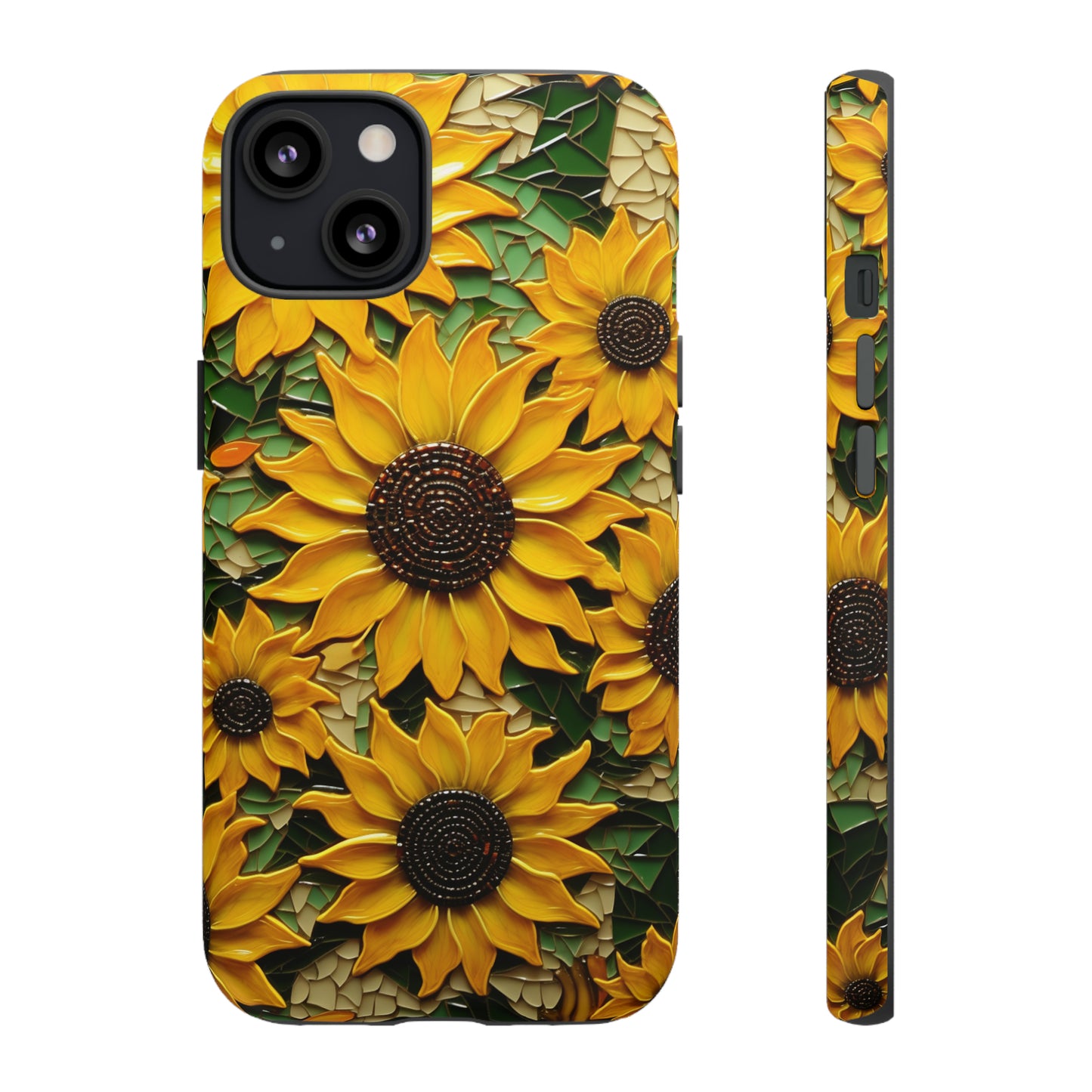 Sunflower Floral Color Explosion Mosaic Glass