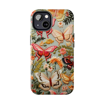 Embroidery Butterflies iPhone Case | Whimsical Elegance and Nature's Beauty in Handcrafted Detail