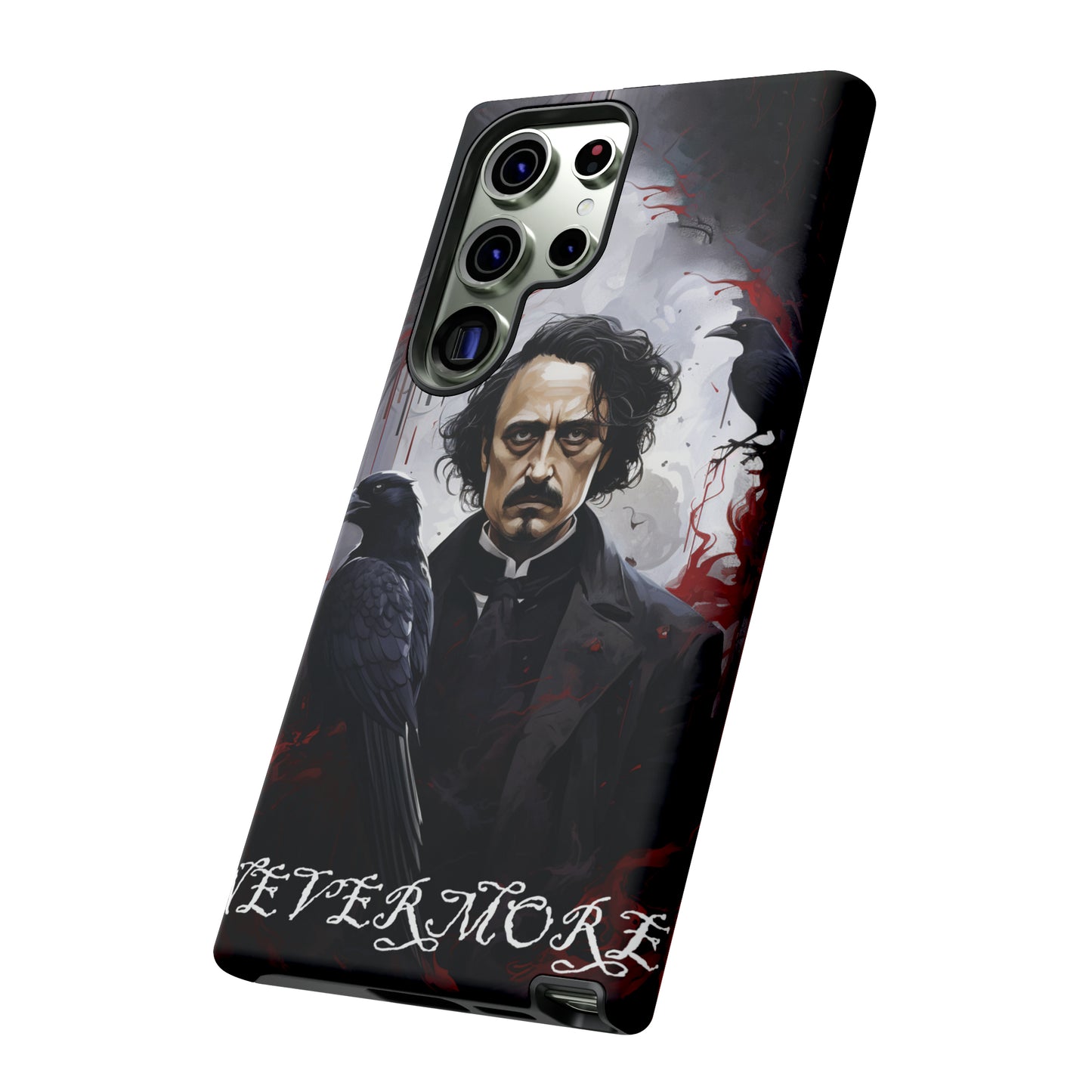 Nevermore Edgar Allen Poe, gothic Raven, Retro Samsung Galaxy Phone iPhone 15, 14 Plus 13 12 7 8 Se Horror Dark Academia Style goth Vibe