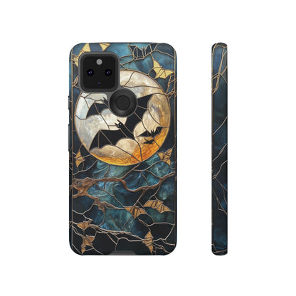 Halloween Phone Case Bats Stained Glass Style Spooky Moon Phone Cover