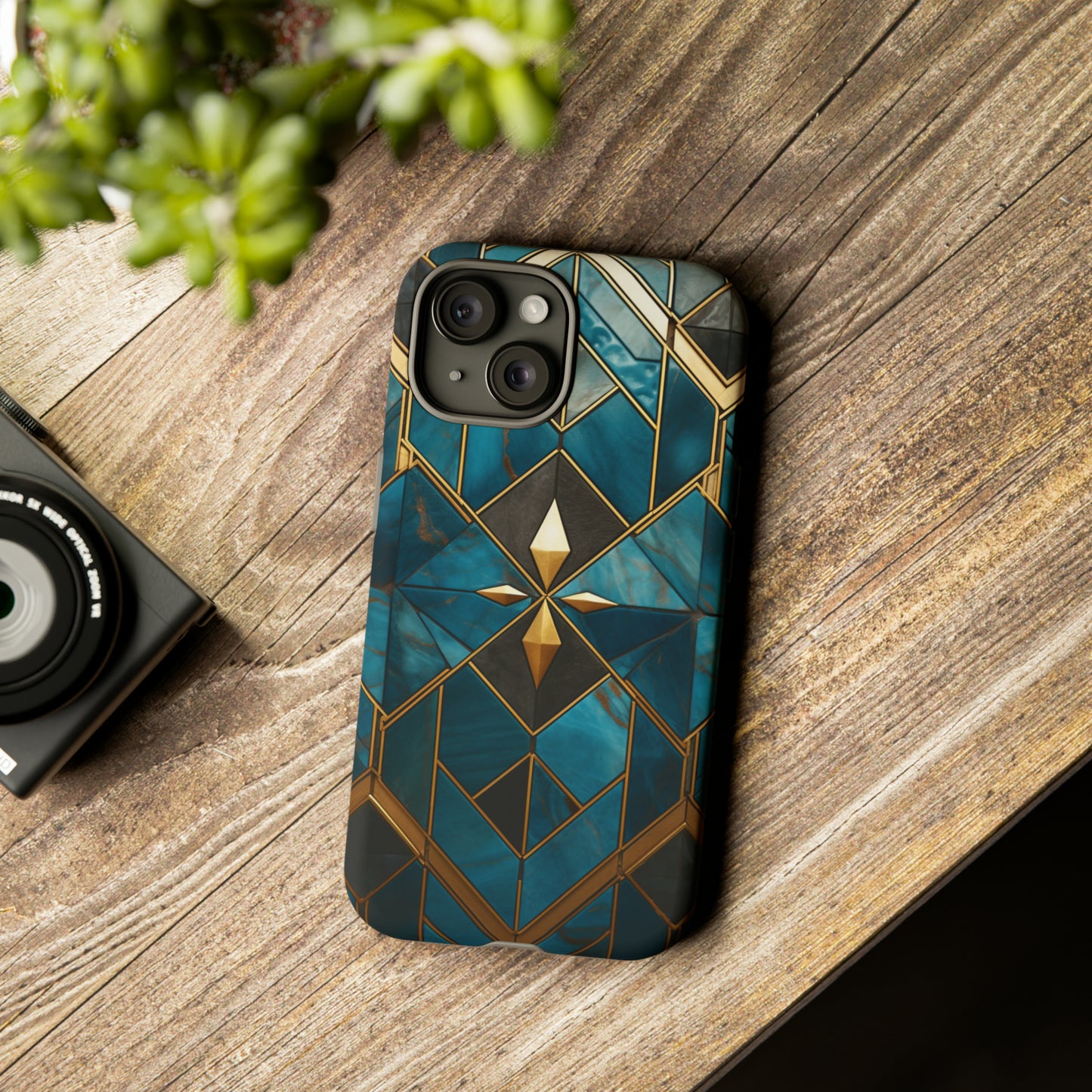 Gold and Blue Marble Mosaic Phone Case