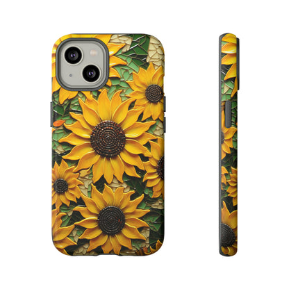 Sunflower Floral Color Explosion Mosaic Glass