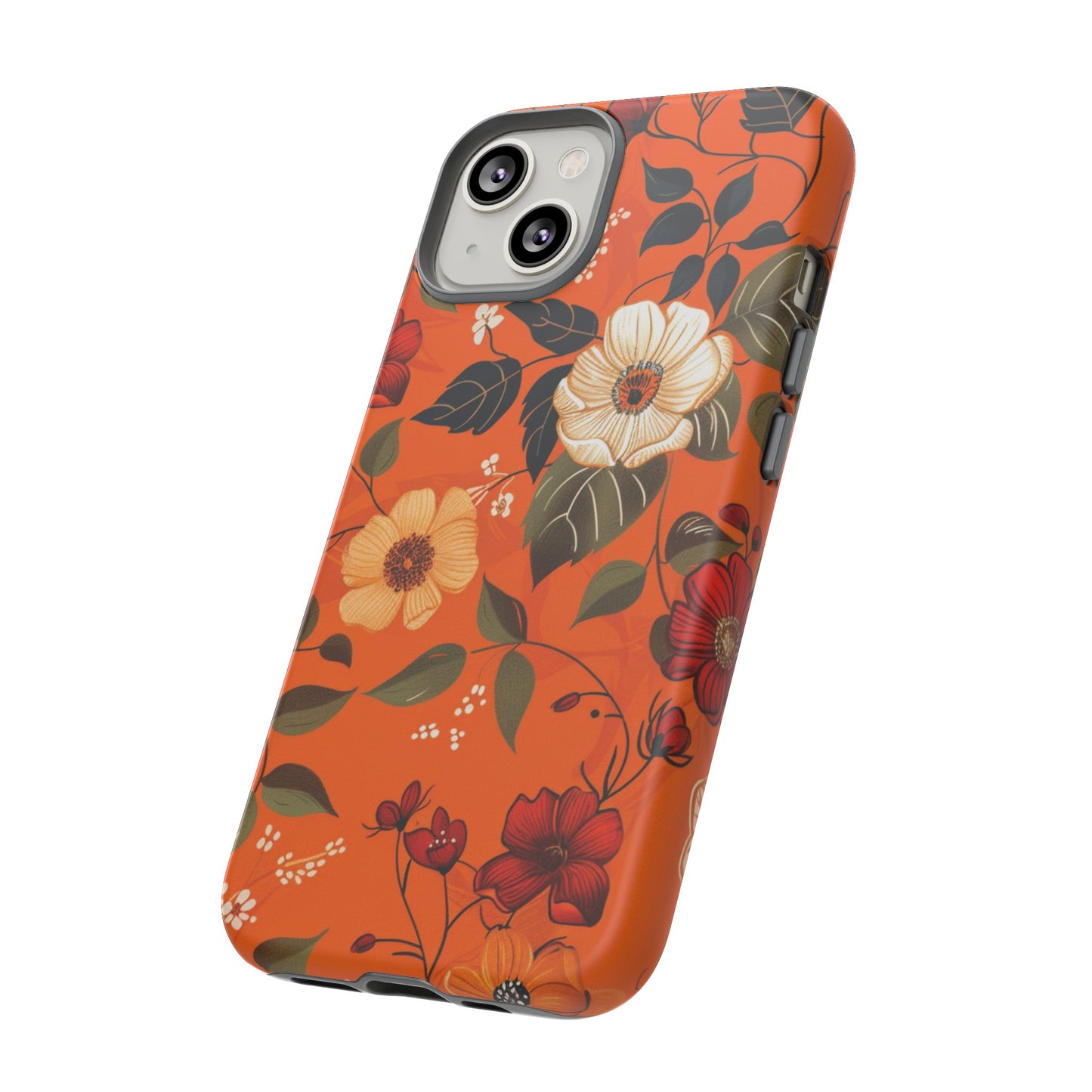 Orange Floral Phone Tough Case