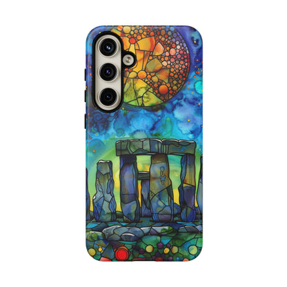 Stonehenge Neolithic Full Moon Stained Glass Watercolor Phone Cover