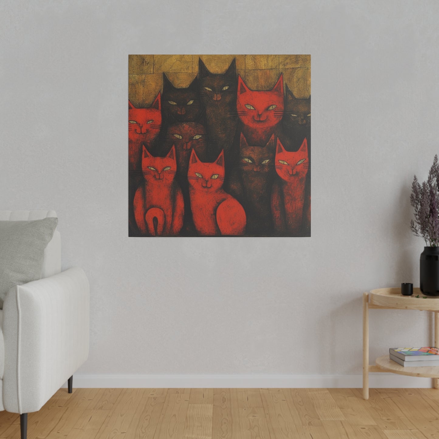 Herd of cats Surrealistic AI Generated Artwork | Stretched Canvas Print