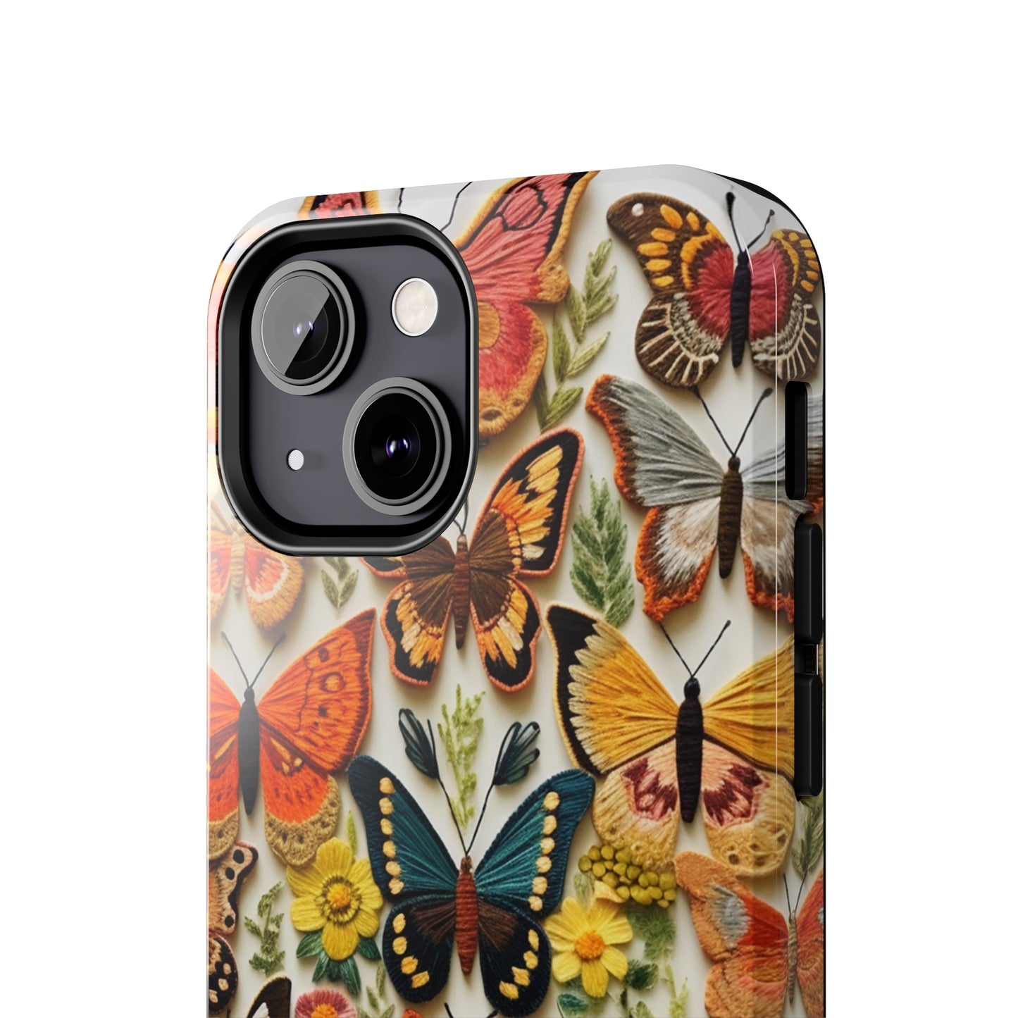 Embroidery Butterflies iPhone Case | Whimsical Elegance and Nature's Beauty in Handcrafted Detail