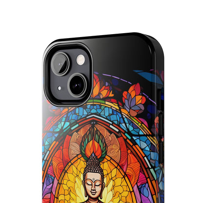 Stained Glass Magic iPhone Case: Psychedelic Tibet Buddha Mandala | iPhone 13 Case Mystical Tibetan Artistry