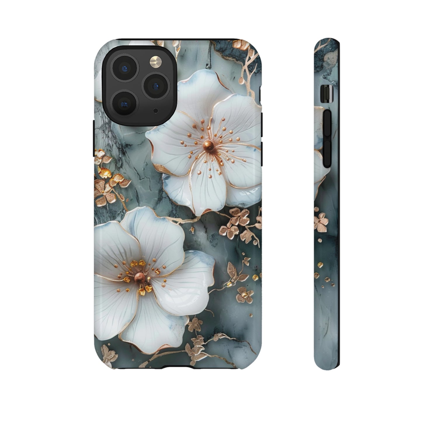 White Flower on Marble Stone  Phone Case