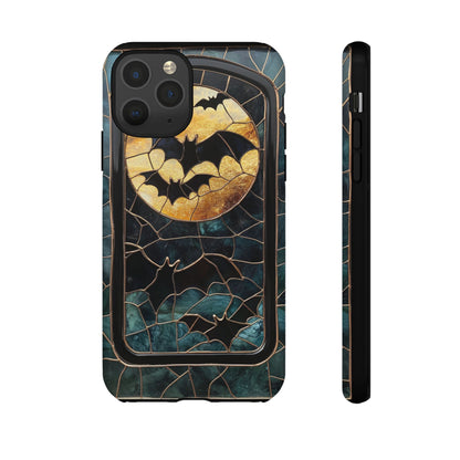 Halloween Phone Case Bats Stained Glass Style Spooky Moon Phone Cover