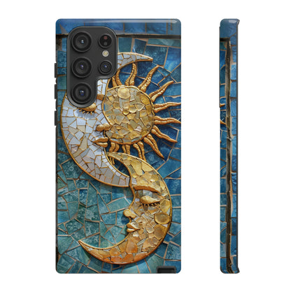 Boho Sun and Moon Mosaic Tile Stained Glass Phone Case