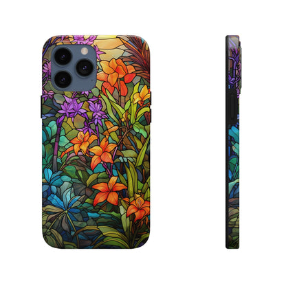 Stained Glass Phone Case Floral Aesthetic Art Nouveau Retro Samsung Galaxy Phone Tough Case iPhone 14 Plus 13 12 7 8 Se Hippie Boho