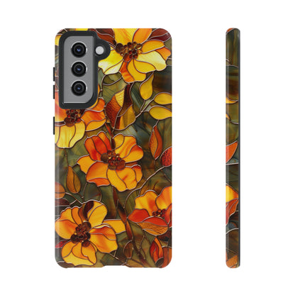 Orange Floral Phone Case Stained Glass Style