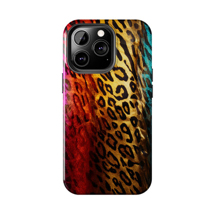 Kaleidoscopic Wild: Psychedelic Rainbow Leopard Print | Dazzling iPhone Case