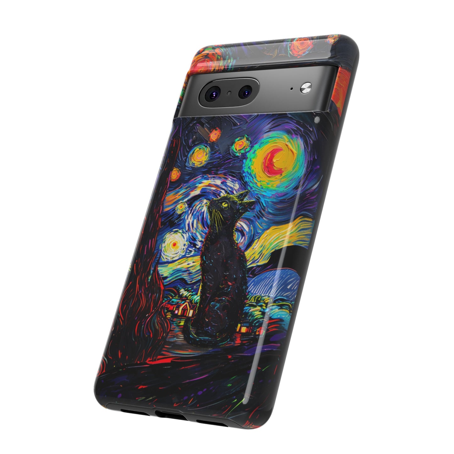 Starry Night Black Cat Van Gogh Painting Art Phone Case