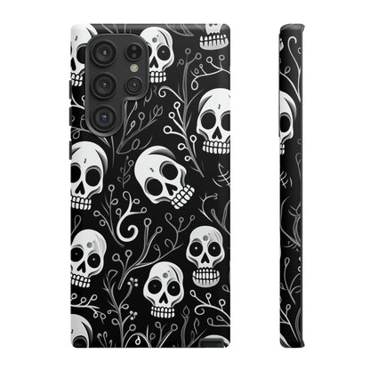 Join the Goth Side: Black Skull Floral Print | Mystical Elegance Case for iPhone, Samsung Galaxy, and Google Pixel