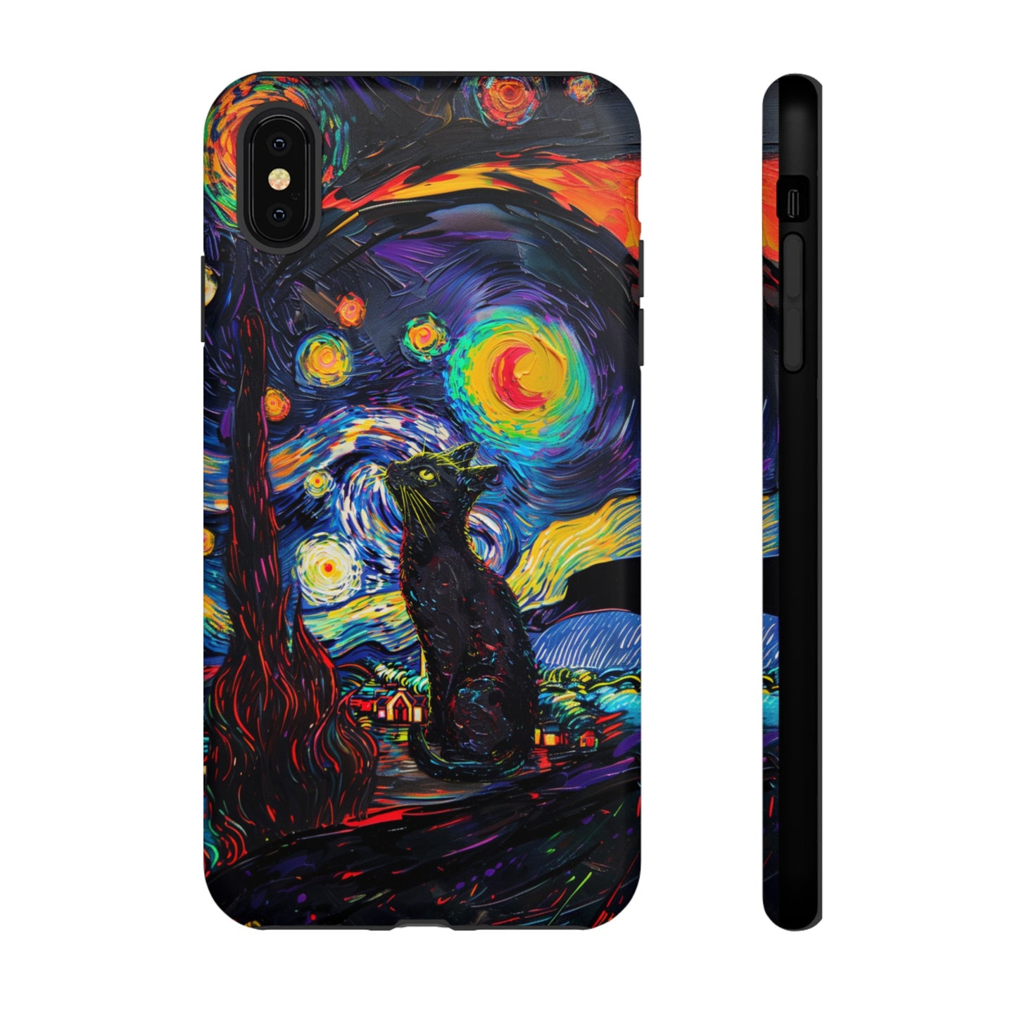 Starry Night Black Cat Van Gogh Painting Art Phone Case