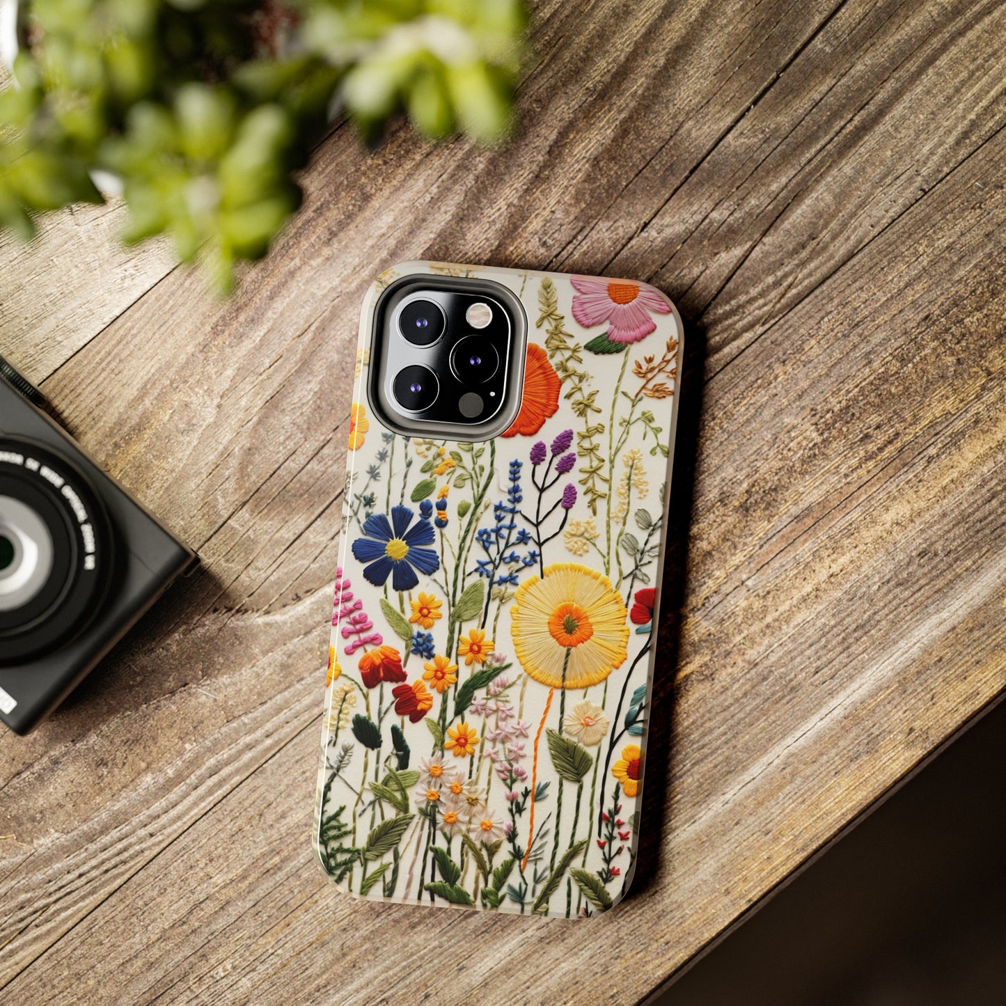 Wildflowers Floral Embroidery iPhone Case