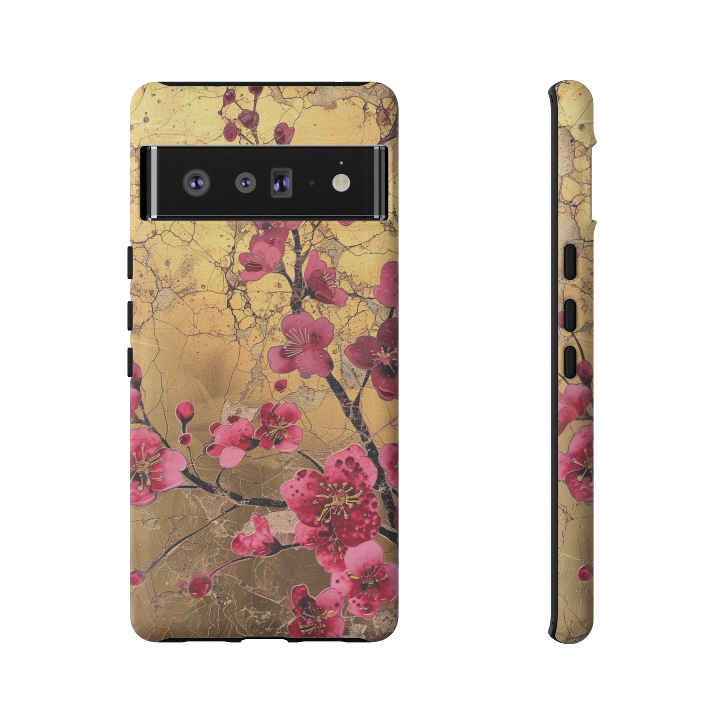 Pink Forget Me Nots Gold Floral Phone Case