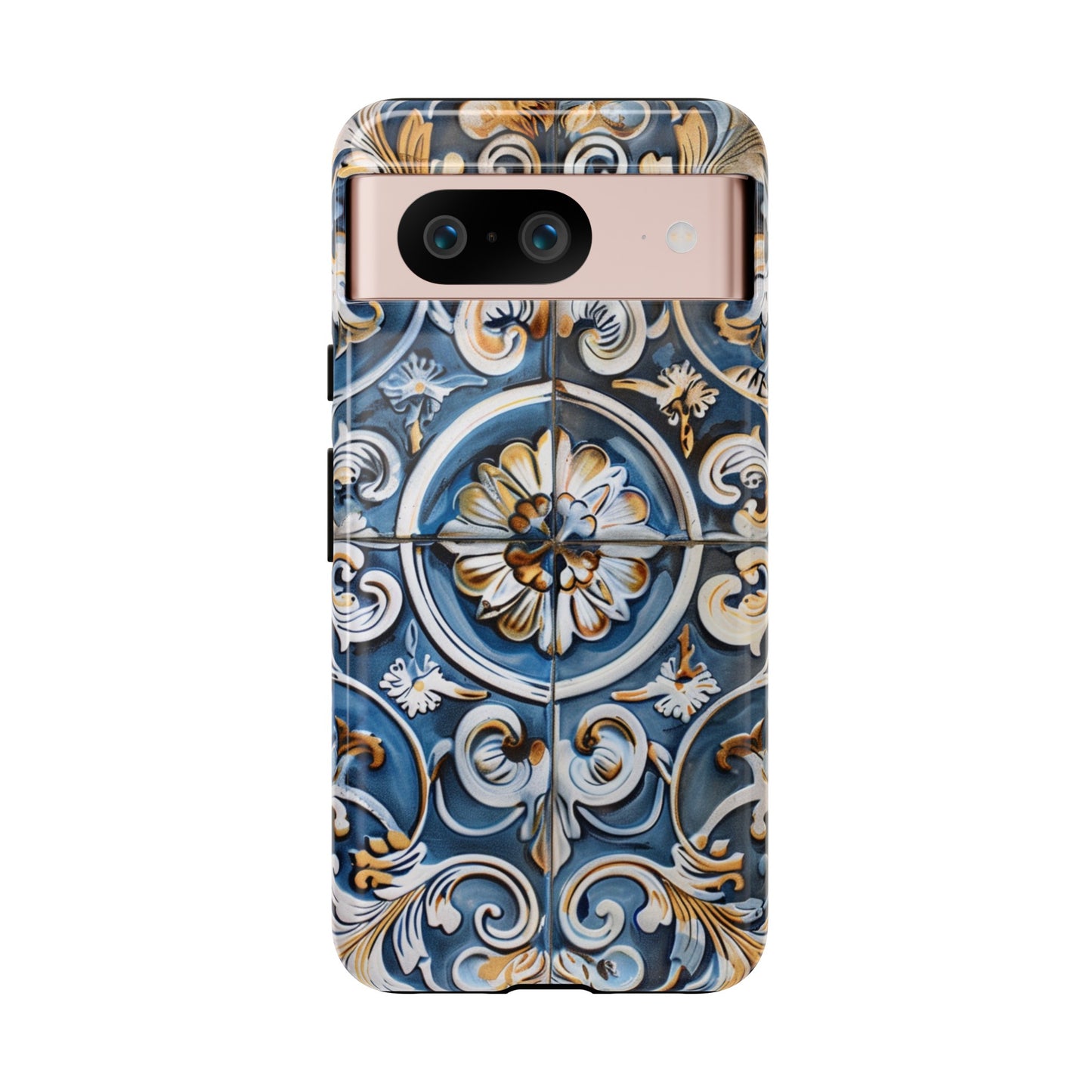 Azulejo Porcelain Blue & Creamy White Tile Mediterranean Design Phone Case