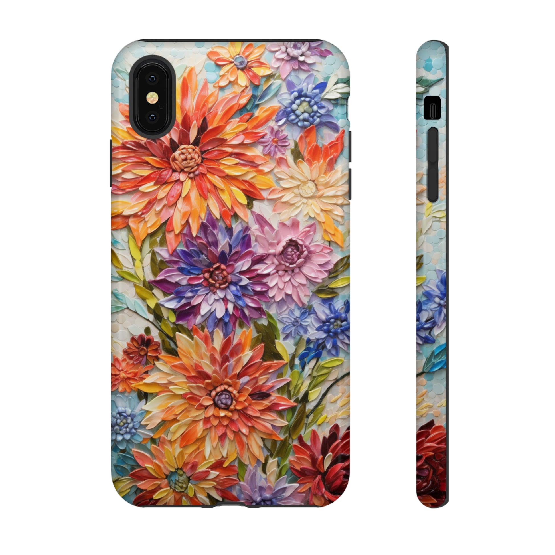 Artistic floral tile phone case for iPhone 12