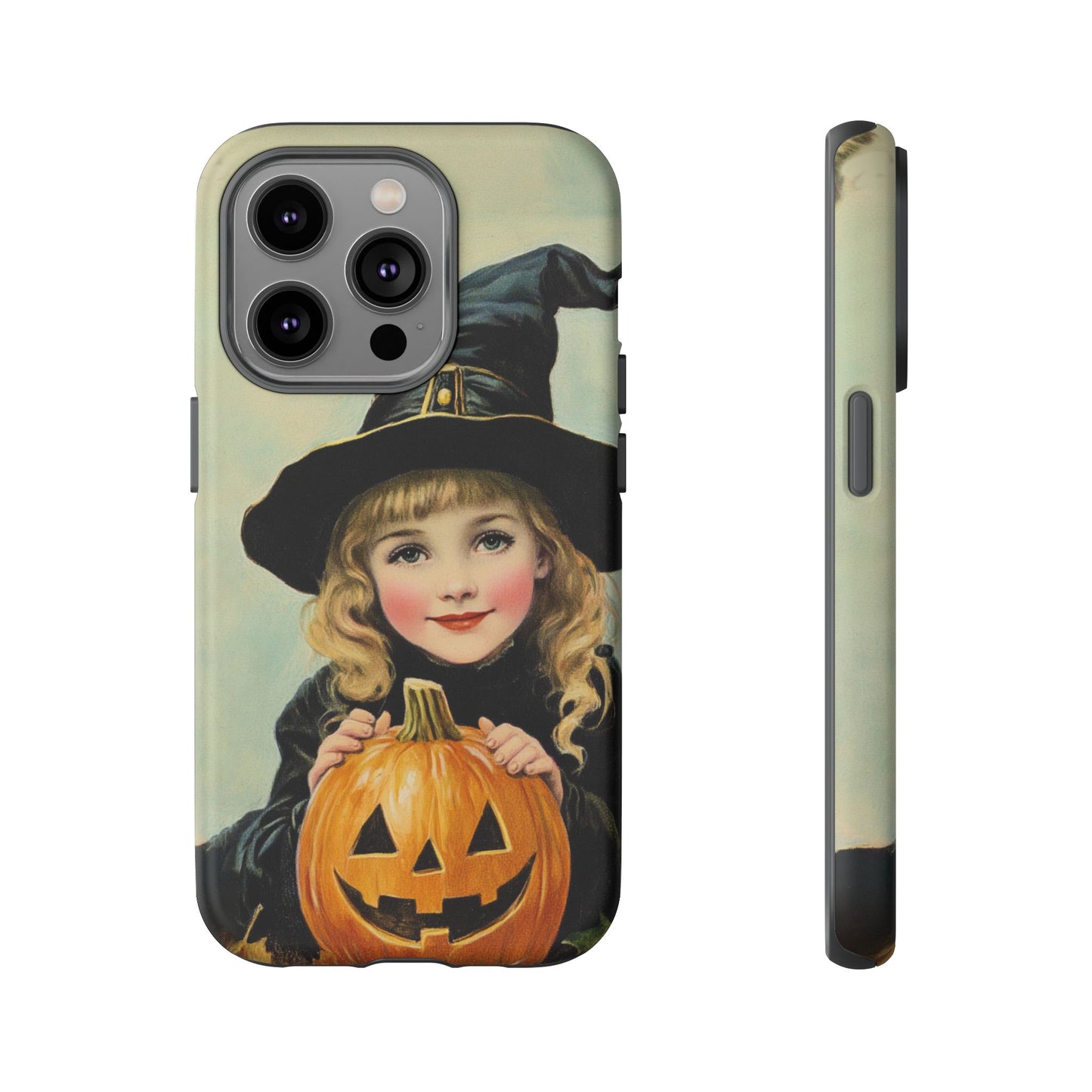 Vintage Halloween Card Witch and Jack-o'-lantern Phone Cover