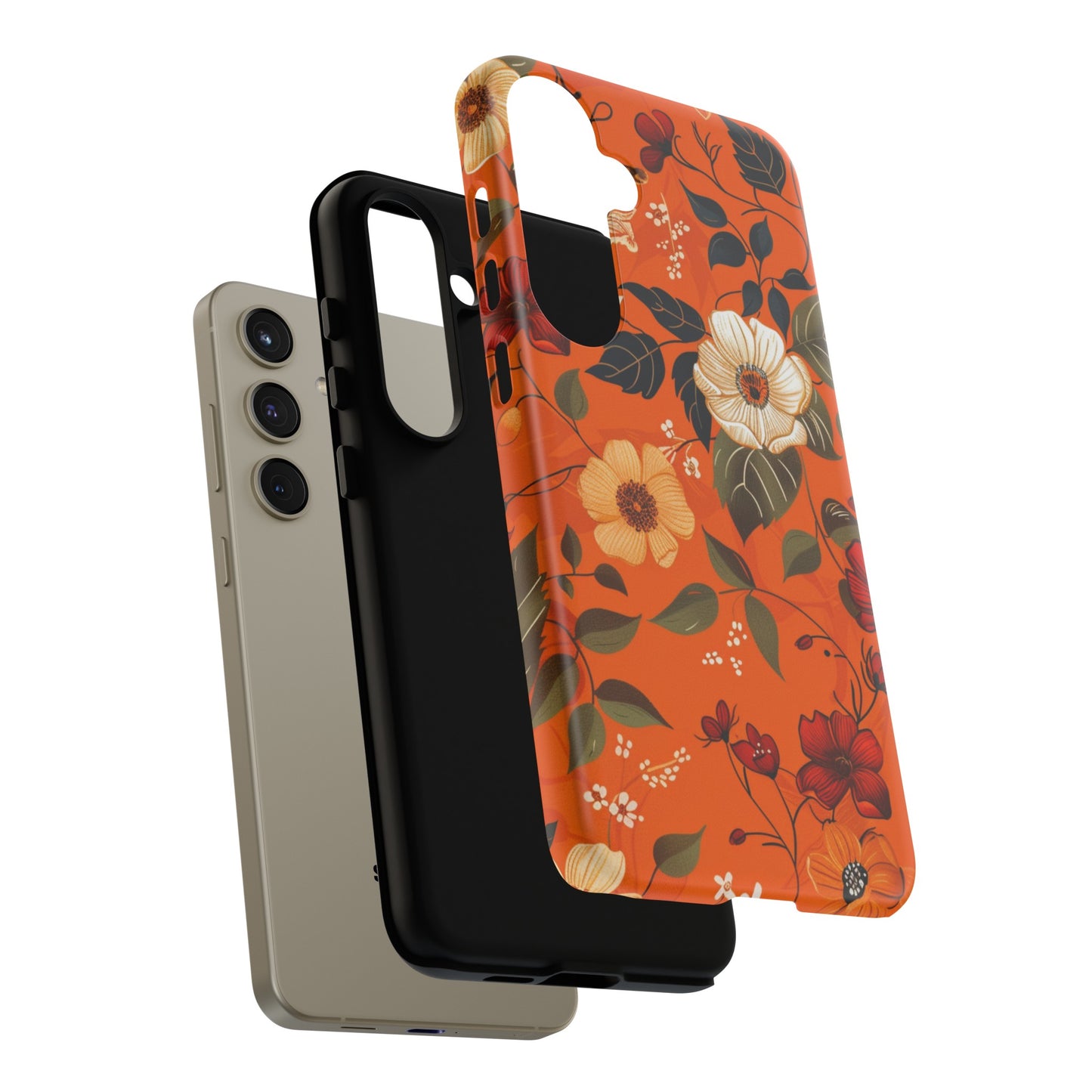 Orange Floral Phone Tough Case