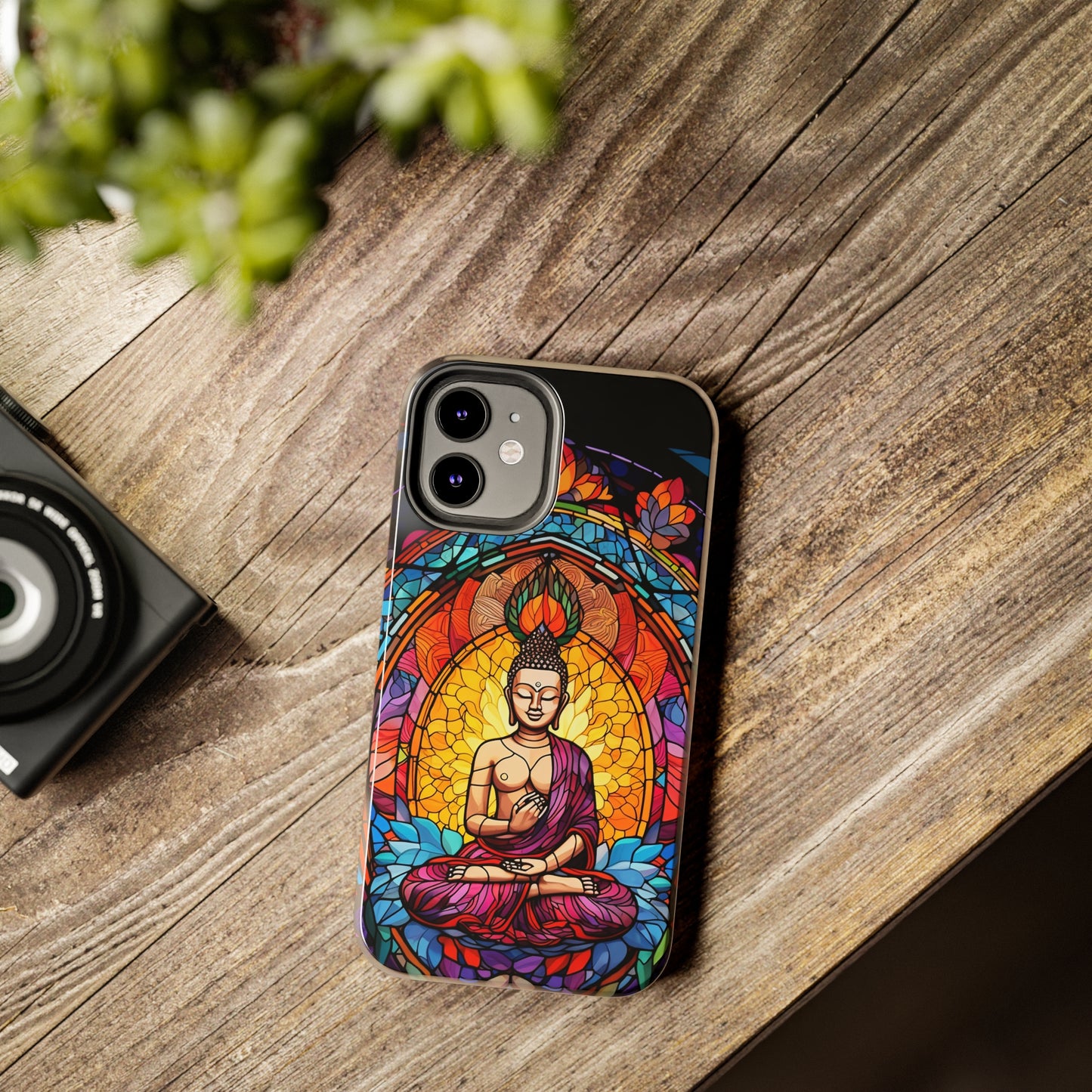 Stained Glass Magic iPhone Case: Psychedelic Tibet Buddha Mandala | iPhone 13 Case Mystical Tibetan Artistry