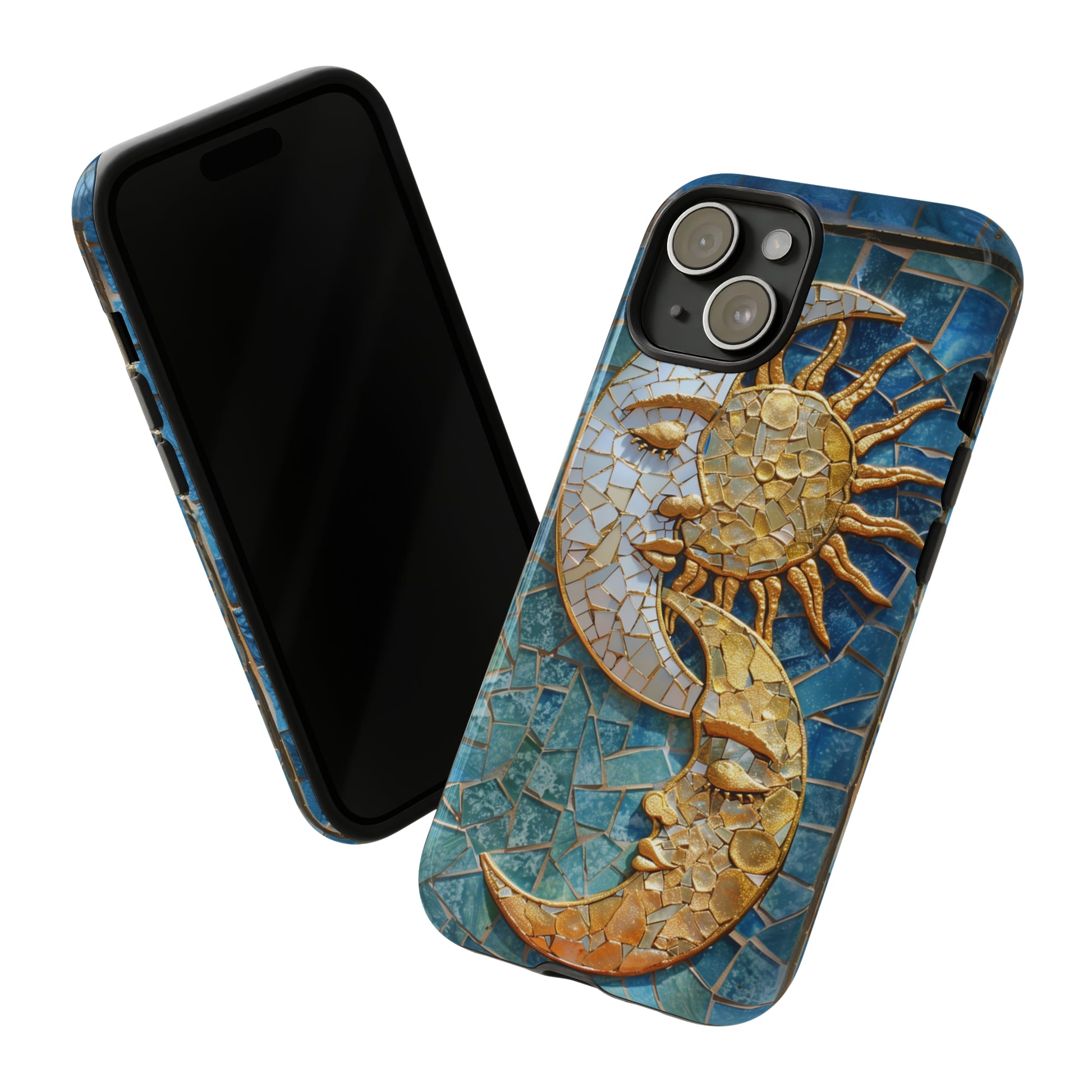 Boho Sun and Moon Mosaic Tile Phone Case 