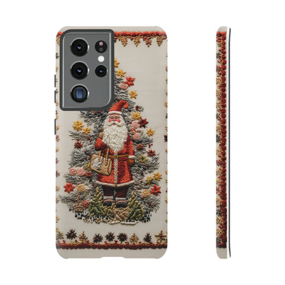 Vintage Embroidery Christmas Santa Phone Case