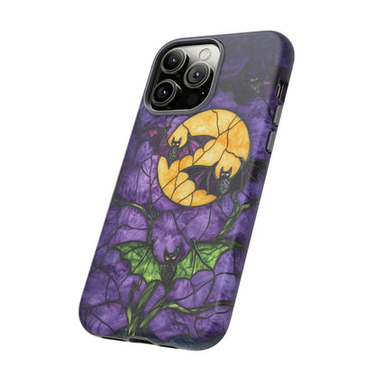 Full Moon Stained Glass Style Halloween Bats Phone Case