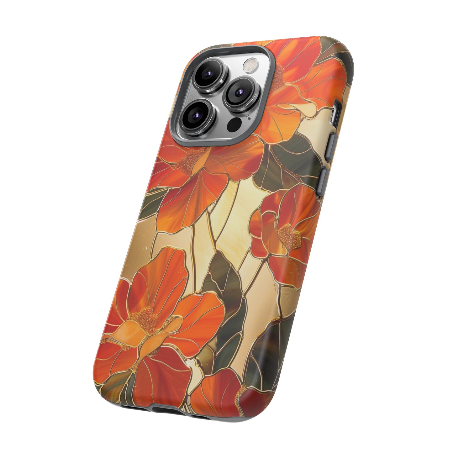 Orange Floral Phone Case Stained Glass Flower Aesthetic