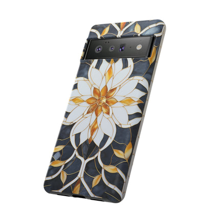 Art Deco Floral Gold & Blue Mosaic