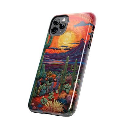 Desert Cactus Embroidery Style Phone Case