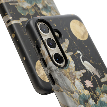 Heron and Moon Floral Zen Art Phone Case