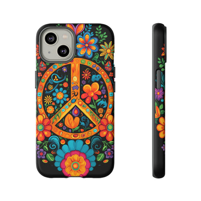 Peace Sign Embroidery Floral Hippie Style Phone Case