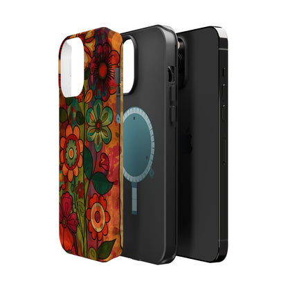 Retro Watercolor Abstract Floral Summer Style MagSafe Phone Case, iPhone 15 Case