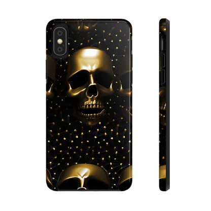 iPhone Tough Case | Dark Decadence: Gothic Gold Skulls and Studs  | Unveil Your Edgy Elegance