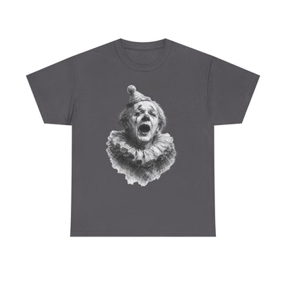 Italian performer inspired sad clown graphic t-shirt for art lovers
