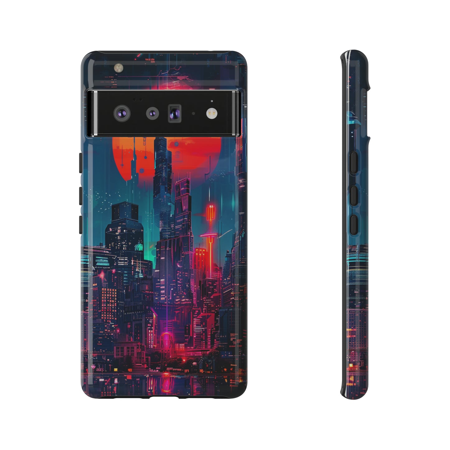 Cyberpunk Full Moon Cityscape Phone Case