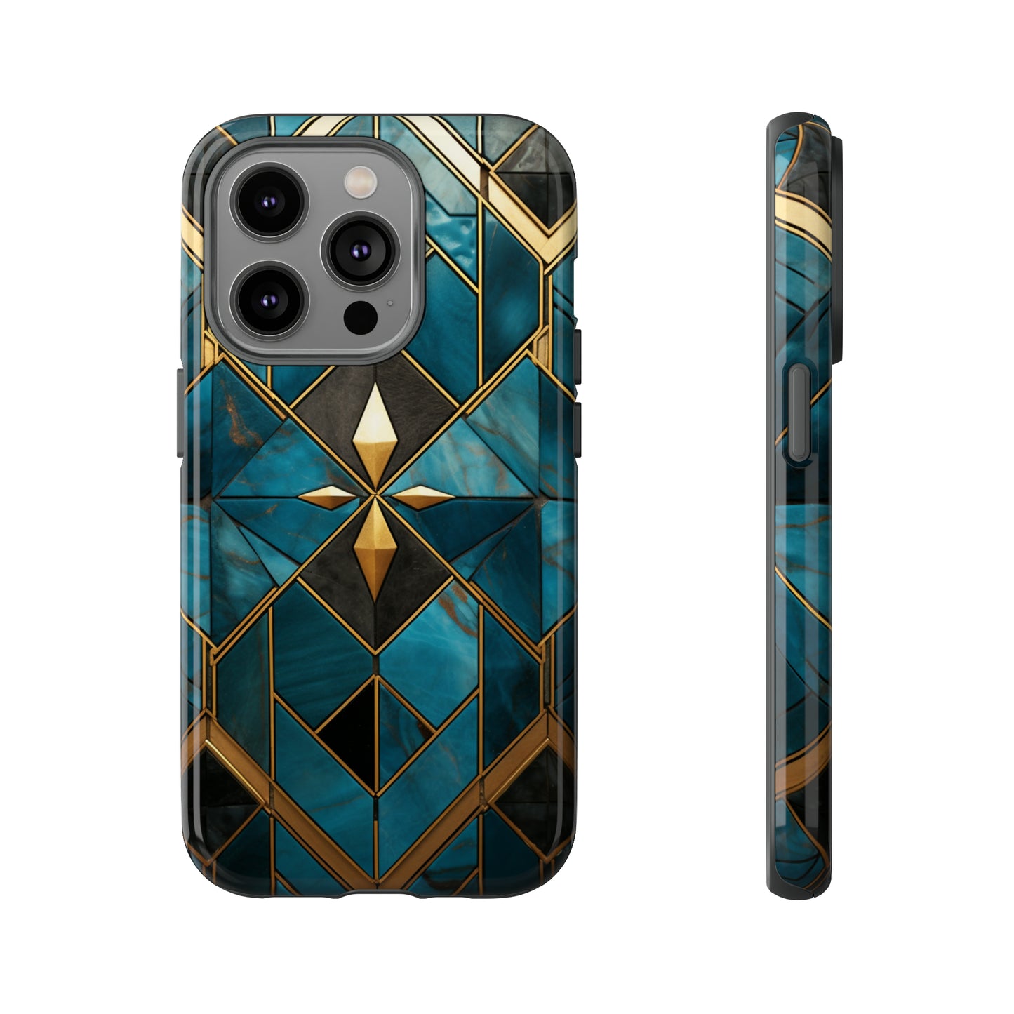 Gold and Blue Marble Mosaic Phone Case