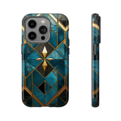 Gold and Blue Marble Mosaic Phone Case